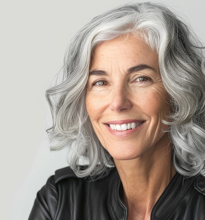 beautiful smiling elderly woman with gray hair on a white background on the right side of the image, beauty shooting in the studio --ar 2:1 --stylize 140 Job ID: e0f268e8-eb3a-4f26-bda9-6ecd593e88d6